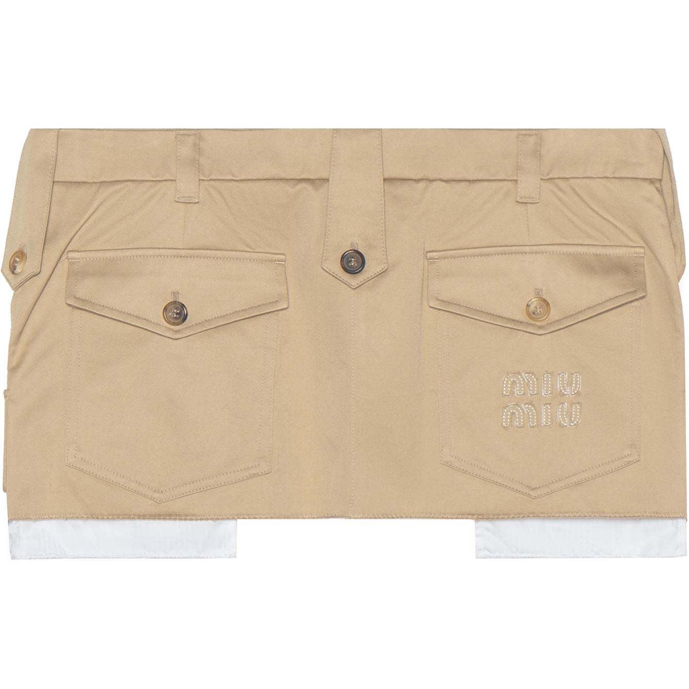 (Women) MIU MIU SS23  Khaki Button Pocket Straight Mini Skirt Casual Style. MG1939-1UPX-F0065 圖 3