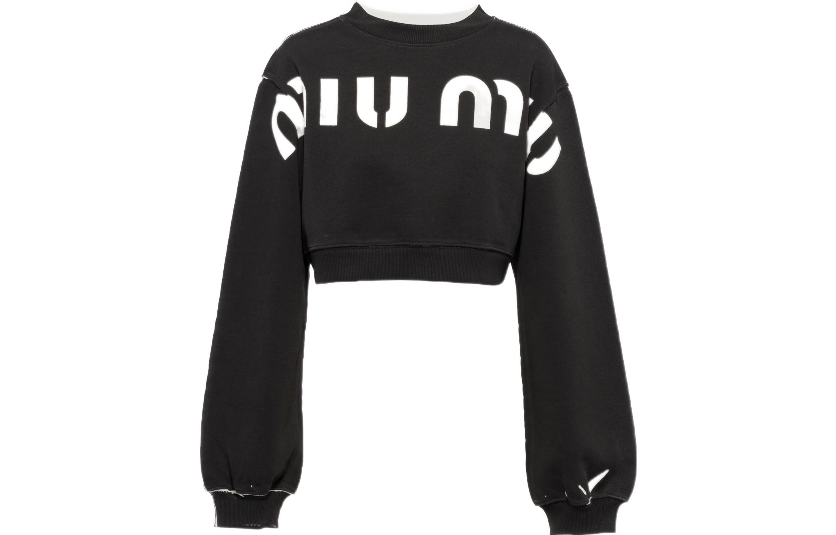 (Women) MIU MIU SS23  Logo Print Crewneck Pullover Sweatshirt Black MJL925-12Y1-F0002