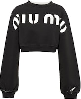 (Women) MIU MIU SS23 Logo Print Crewneck Pullover Sweatshirt Black MJL925-12Y1-F0002 (Women) MIU MIU SS23 Logo Print Crewneck Pullover Sweatshirt Black MJL925-12Y1-F0002