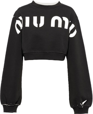 (W) MIU MIU SS23 Logo Print Crewneck Pullover Sweatshirt Hitam. MJL925-12Y1-F0002 Buy (W) MIU MIU SS23 Logo Print Crewneck Pullover Sweatshirt Hitam. MJL925-12Y1-F0002