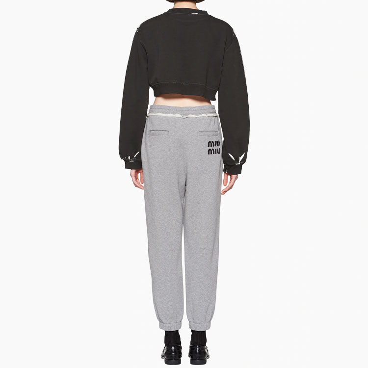 Shop (W) MIU MIU SS23 Logo Print Crewneck Pullover Sweatshirt Hitam. MJL925-12Y1-F0002