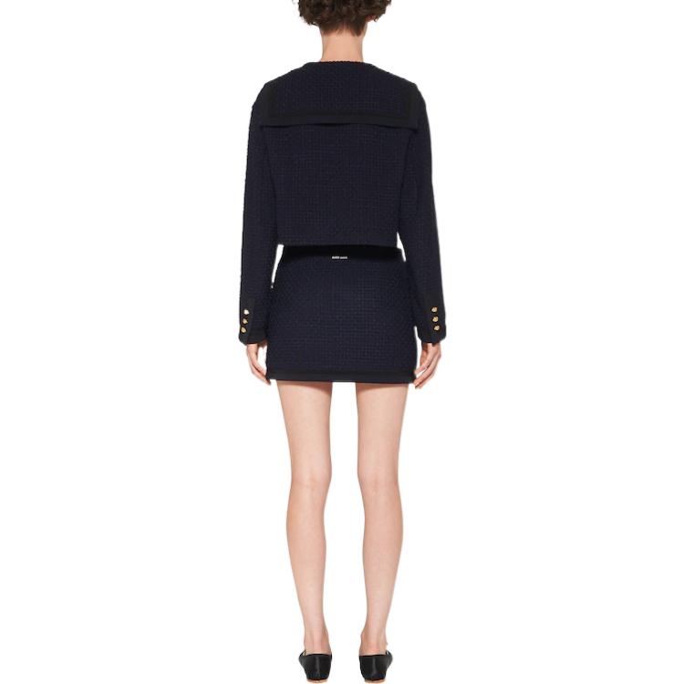 Shop (W) MIU MIU SS23 海軍藍粗花呢短版單排扣外套. MH1825-12XB-F0008