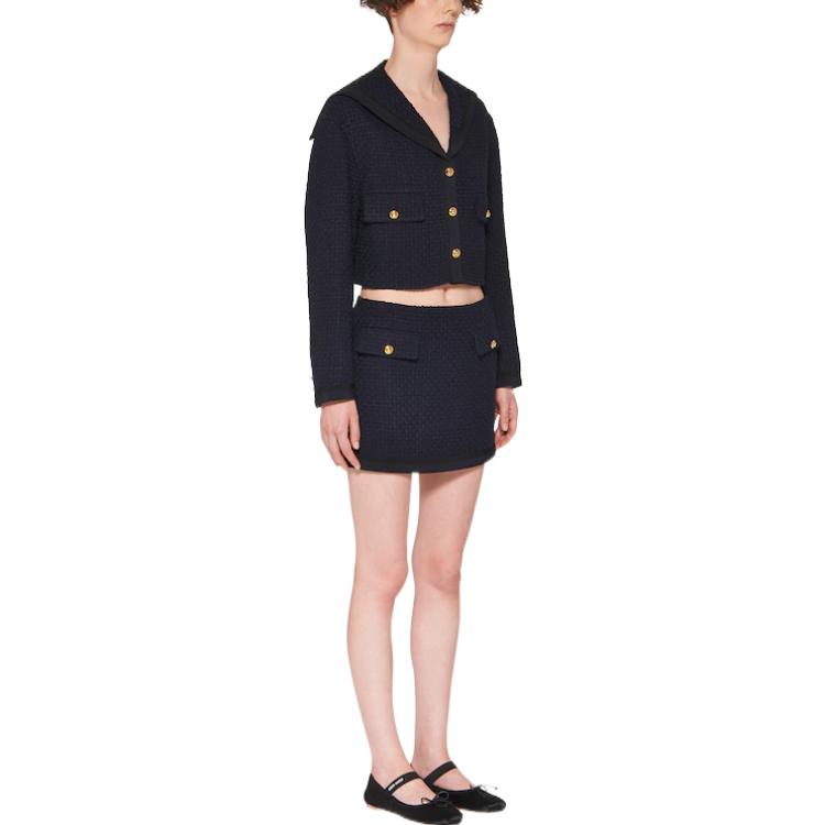 Purchase (W) MIU MIU SS23 海軍藍粗花呢短版單排扣外套. MH1825-12XB-F0008