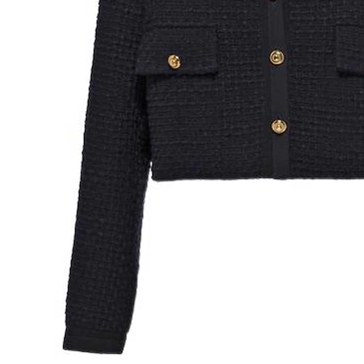 Sizing (W) MIU MIU SS23 海軍藍粗花呢短版單排扣外套. MH1825-12XB-F0008