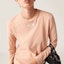 Purchase (W) MIU MIU SS23 Pink Logo Patch Crewneck Lengan Panjang Oversized T-Shirt. MJL963-1YXU-F0236-S-232
