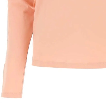 (W) MIU MIU SS23 Pink Logo Patch Crewneck Lengan Panjang Oversized T-Shirt. MJL963-1YXU-F0236-S-232 1