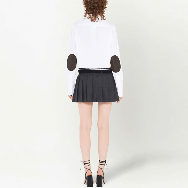 (Women) MIU MIU SS23  Plaid Logo Pleated Casual Skirt - Gray. MG1905-10DI-F0480-S-231 圖 5