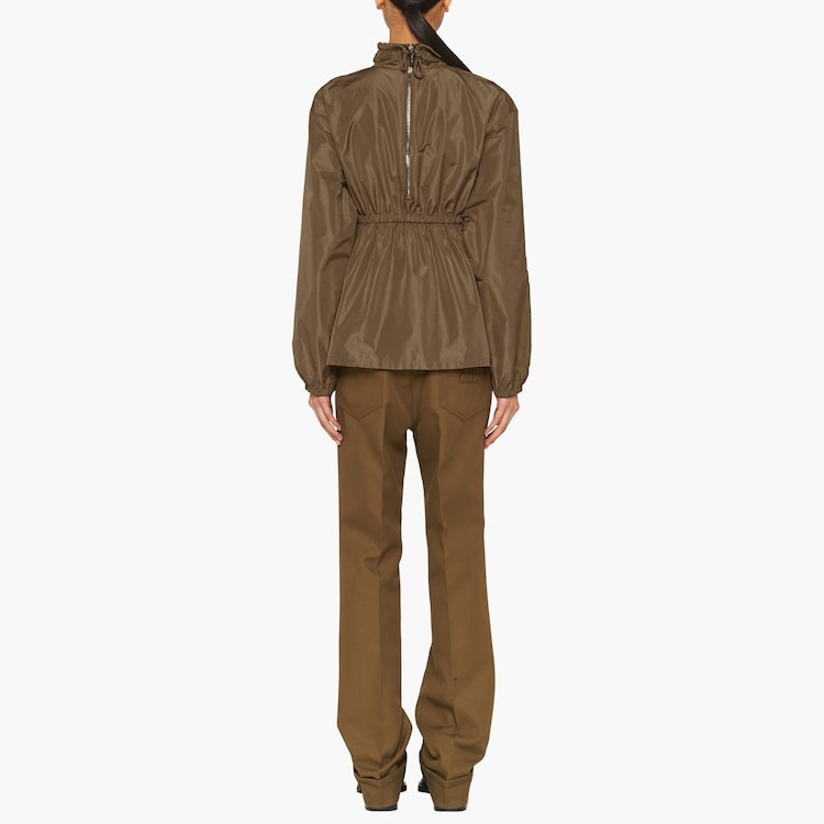 Shop (Women) MIU MIU SS23  Pullover Jacket with Chest Pocket in Clay Gray. MT1863-121I-F0572