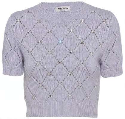 (W) MIU MIU SS23 紫色水钻图案短袖毛衣 MML661-11B2-F0230 Buy (W) MIU MIU SS23 紫色水钻图案短袖毛衣 MML661-11B2-F0230