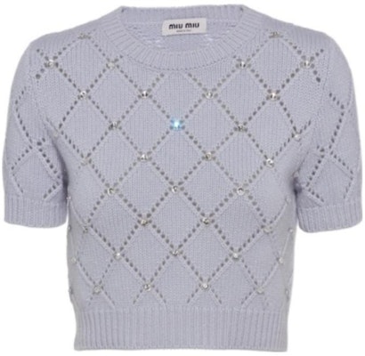 (W) MIU MIU SS23 紫色水钻图案短袖毛衣 MML661-11B2-F0230 Order (W) MIU MIU SS23 紫色水钻图案短袖毛衣 MML661-11B2-F0230
