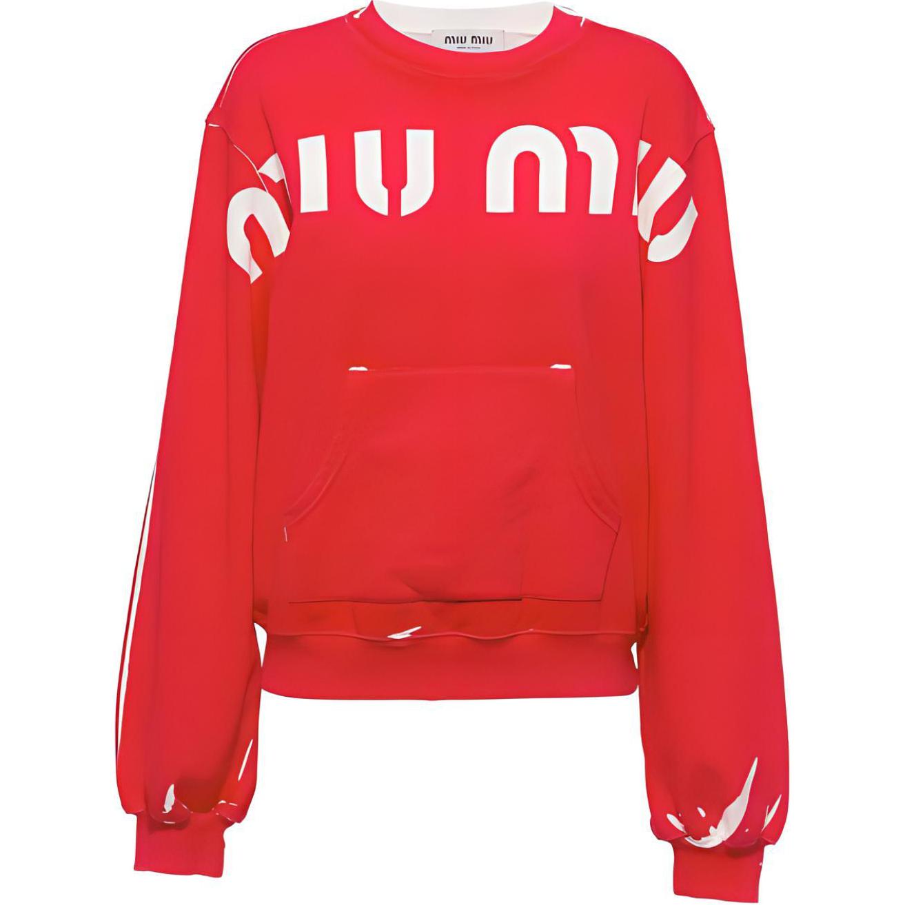 (Women) MIU MIU SS23  Red Pullover Sweatshirt with Logo Print. MJL924-12Y1-F0011-S-231