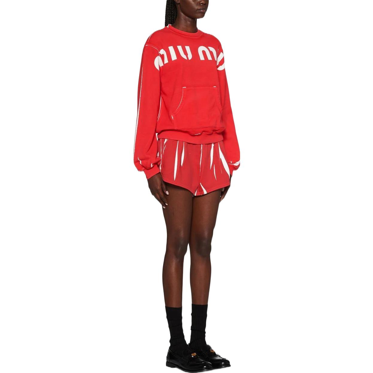 Purchase (W) 미우미우 SS23 레드 로고 프린트 풀오버 스웻셔츠. MJL924-12Y1-F0011-S-231