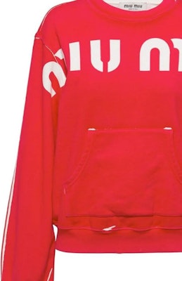 (W) 미우미우 SS23 레드 로고 프린트 풀오버 스웻셔츠. MJL924-12Y1-F0011-S-231 Details for (W) 미우미우 SS23 레드 로고 프린트 풀오버 스웻셔츠. MJL924-12Y1-F0011-S-231