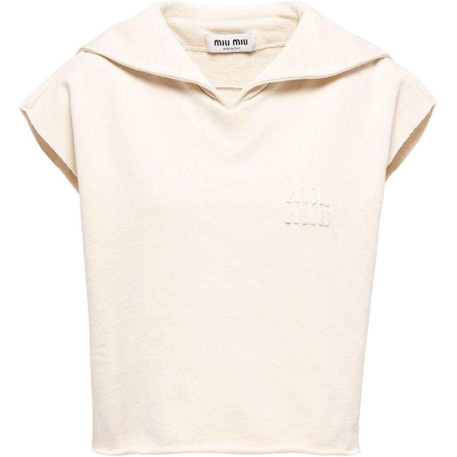 (Women) MIU MIU SS23  Sleeveless Hoodie Pullover Solid Off-White MJT654-102J-F0304