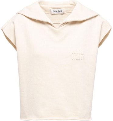 (W) MIU MIU SS23 Hoodie Tanpa Lengan Pullover Warna Putih Krem MJT654-102J-F0304 Buy (W) MIU MIU SS23 Hoodie Tanpa Lengan Pullover Warna Putih Krem MJT654-102J-F0304