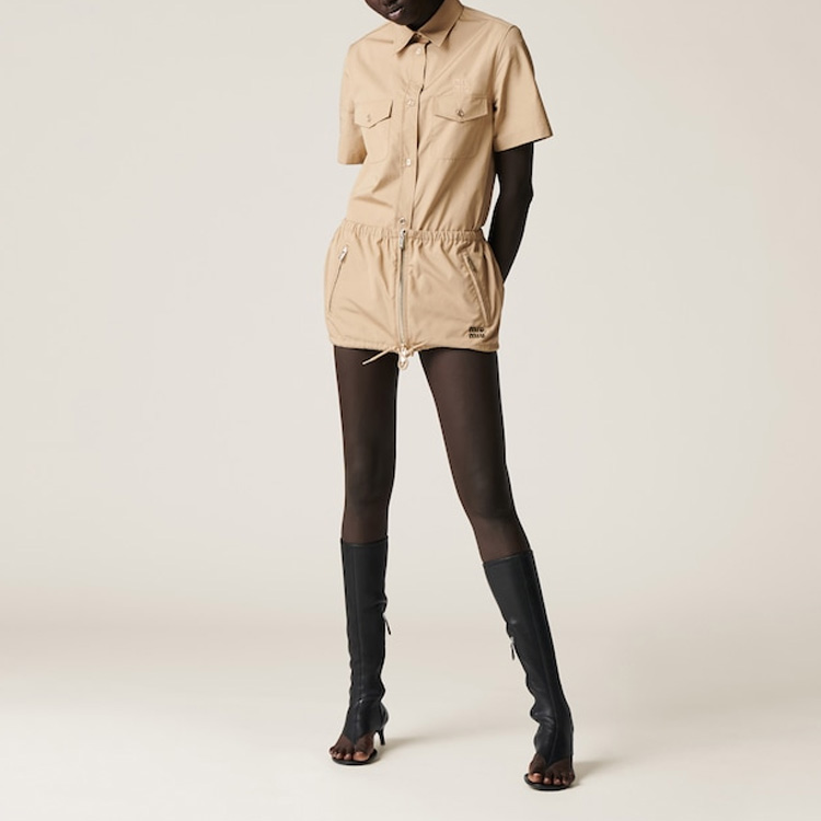 Lookbook (W) MIU MIU SS23 Kemeja Logo Sulam Lengan Pendek Warna Kelabu Rope MK1779-10RG-F0065-S-232