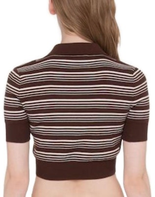 (W) MIU MIU SS23 Baju Polo Jalur Bersulam Logo Warna Tembakau. MML797-1VIN-F0005-S-232 Purchase (W) MIU MIU SS23 Baju Polo Jalur Bersulam Logo Warna Tembakau. MML797-1VIN-F0005-S-232