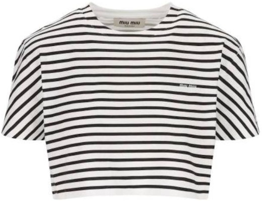 (W) MIU MIU SS23 Kaos Pendek Garis Hitam Crop Crewneck Wanita MJN452-12P7-F0964 Buy (W) MIU MIU SS23 Kaos Pendek Garis Hitam Crop Crewneck Wanita MJN452-12P7-F0964