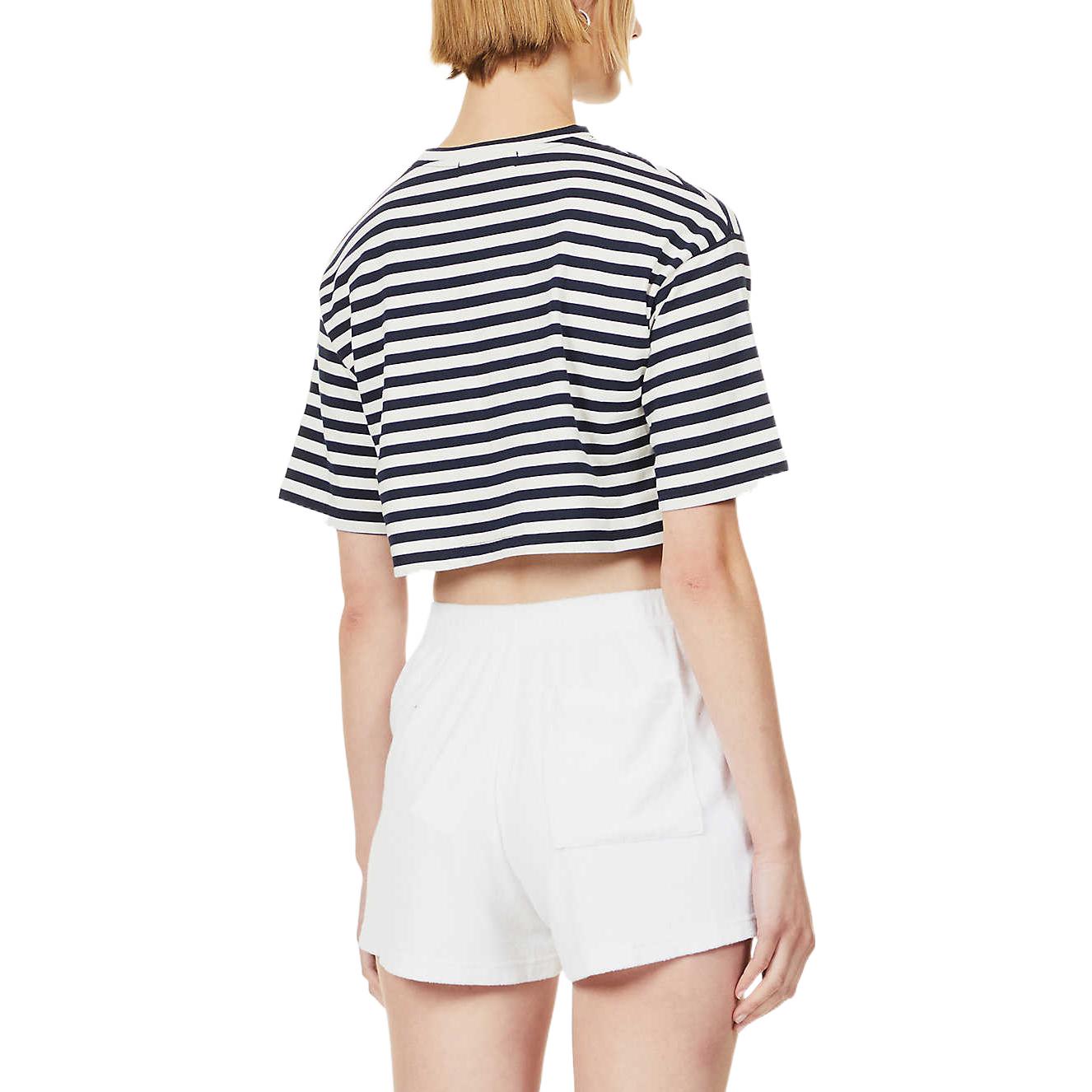 Purchase (W) MIU MIU SS23 ストライプ クルーネック クロップド 半袖 Tシャツ ブラック MJN452-12P7-F0964