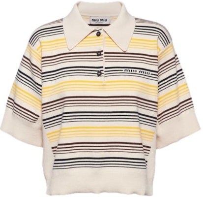 (W) MIU MIU SS23 Kemeja Polo Jalur Rajut Berhuruf Pelbagai Warna. MML796-1VIN-F0304-S-232 Order (W) MIU MIU SS23 Kemeja Polo Jalur Rajut Berhuruf Pelbagai Warna. MML796-1VIN-F0304-S-232