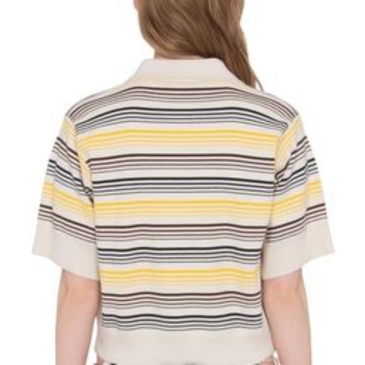 Shop (W) MIU MIU SS23 Kemeja Polo Jalur Rajut Berhuruf Pelbagai Warna. MML796-1VIN-F0304-S-232