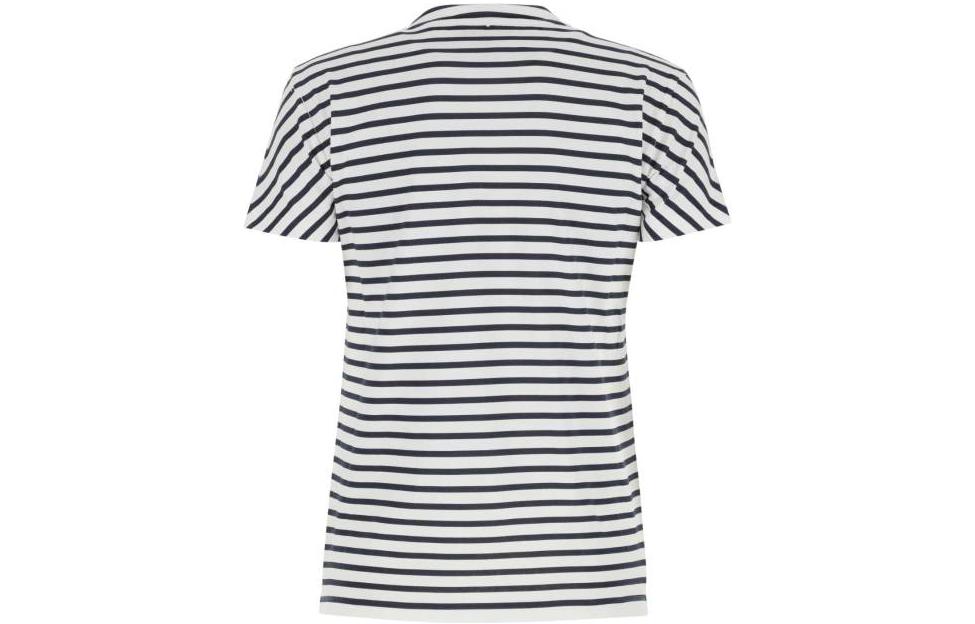 Lookbook (W) MIU MIU SS23 Camiseta Blanca Rayas Manga Corta Cuello Redondo. MJN345-12P7-F0UB0