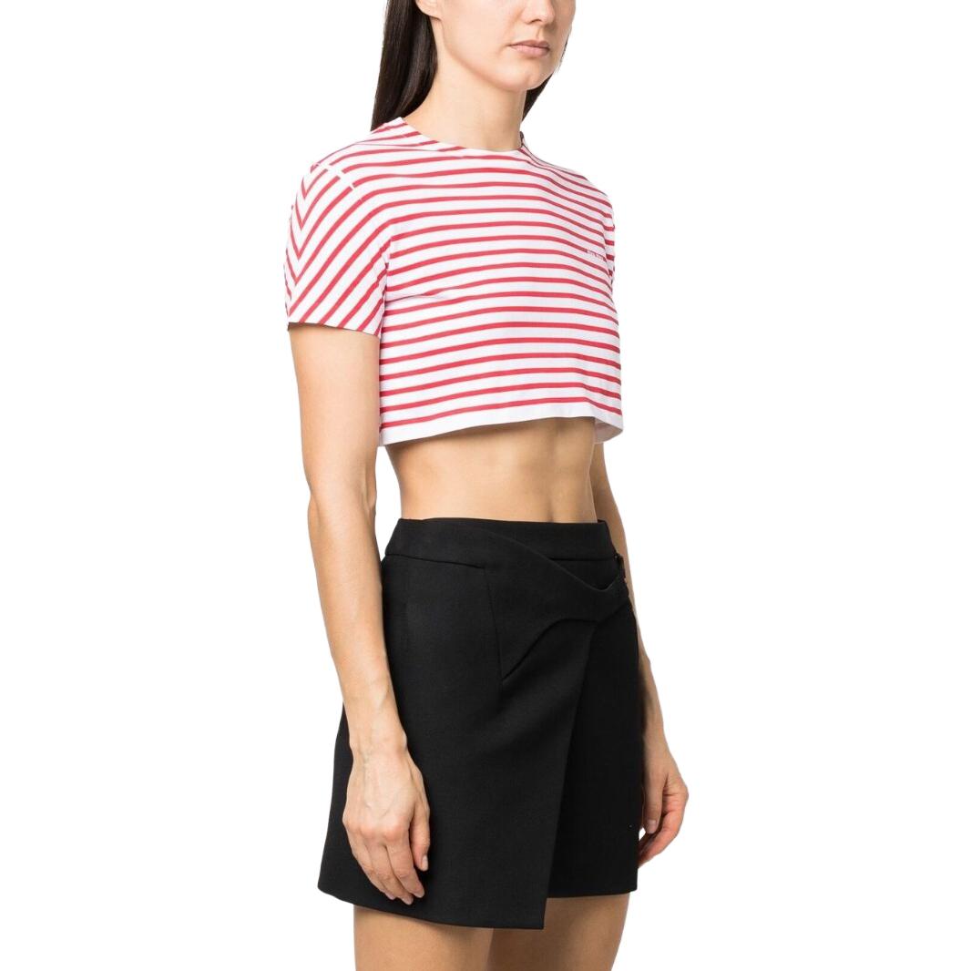 Purchase (W) MIU MIU SS23 红色条纹短袖短款T恤。 MJN452-12P7-F0970-S-231