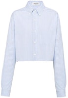 (Women) MIU MIU SS23 Striped Single-Breasted Long-Sleeve Shirt Light Blue MK1741-12W8-F0076 (Women) MIU MIU SS23 Striped Single-Breasted Long-Sleeve Shirt Light Blue MK1741-12W8-F0076