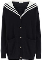 (Women) MIU MIU SS23 Striped V-Neck Button-Up Cashmere Cardigan MMF709-12ZH-F022X (Women) MIU MIU SS23 Striped V-Neck Button-Up Cashmere Cardigan MMF709-12ZH-F022X