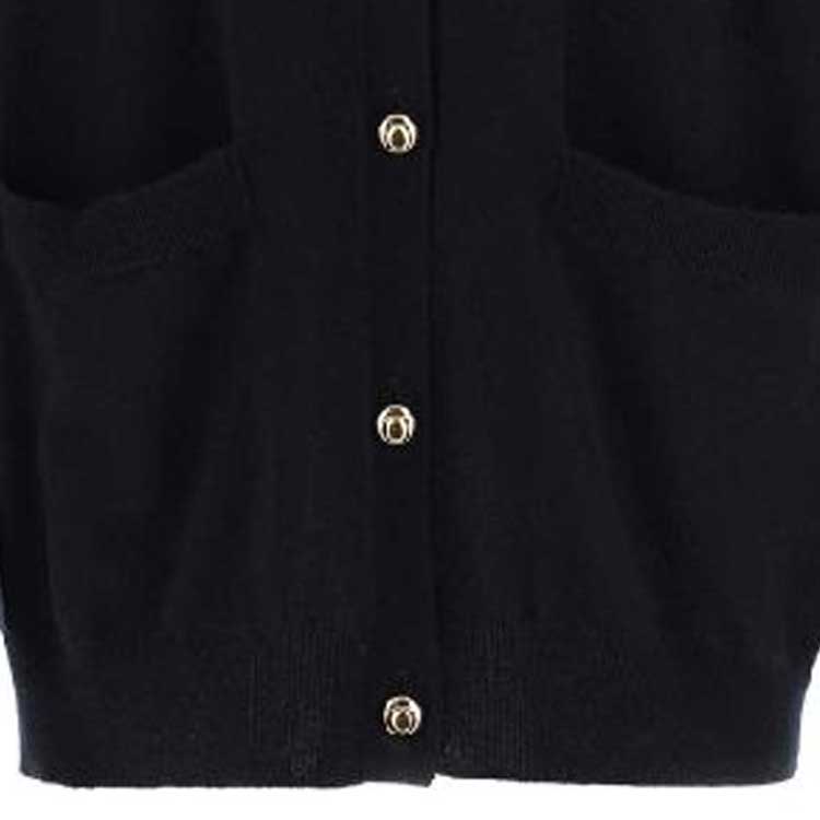 Shop (W) MIU MIU SS23 Kardigan Kasmir Jalur Leher-V dengan Butang Depan MMF709-12ZH-F022X