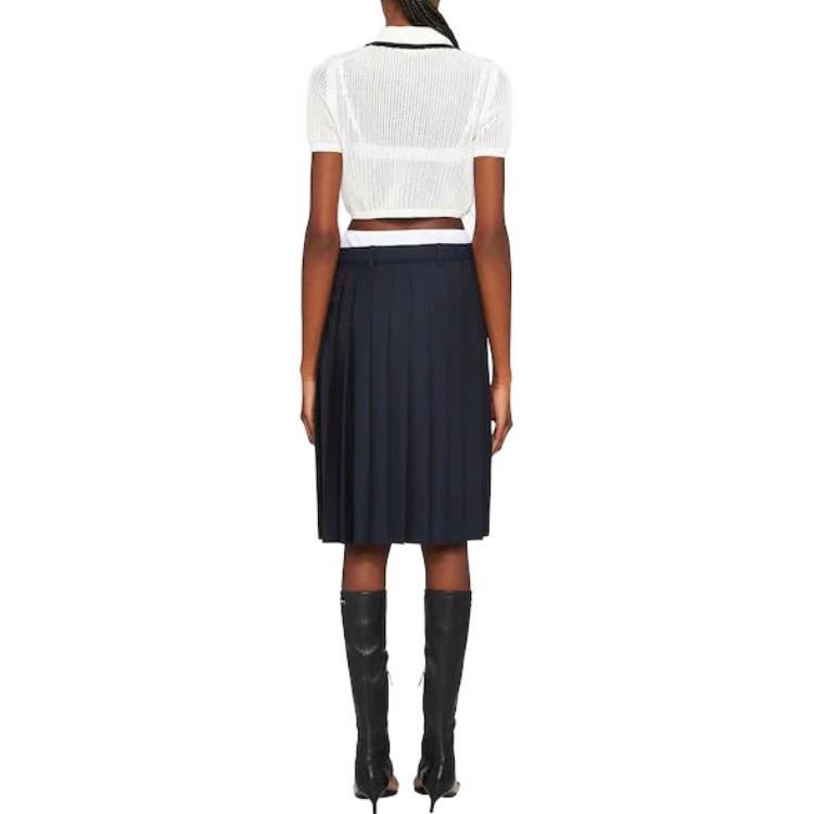 Shop (W) MIU MIU SS23 Baju Polo Rajut Lengan Pendek Warna Putih. MML790-1U7U-F0UB0-S-232