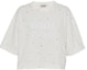 Order (W) MIU MIU SS23 白色水晶鑲嵌徽标刺绣T恤。 MJN440-12MG-F0009-S-231
