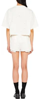 Shop (W) MIU MIU SS23 白色水晶鑲嵌徽标刺绣T恤。 MJN440-12MG-F0009-S-231