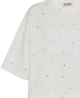 Details for (W) MIU MIU SS23 白色水晶鑲嵌徽标刺绣T恤。 MJN440-12MG-F0009-S-231
