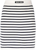 (Women) MIU MIU SS23 White High-Waist Striped Logo Print Casual Skirt. MMG424-12ZG-F0UB0 (Women) MIU MIU SS23 White High-Waist Striped Logo Print Casual Skirt. MMG424-12ZG-F0UB0