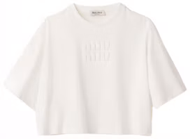 Order (W) MIU MIU SS23 白色刺繡Logo棉質短版針織T恤 MJN385-1YXT-F0009-S-232