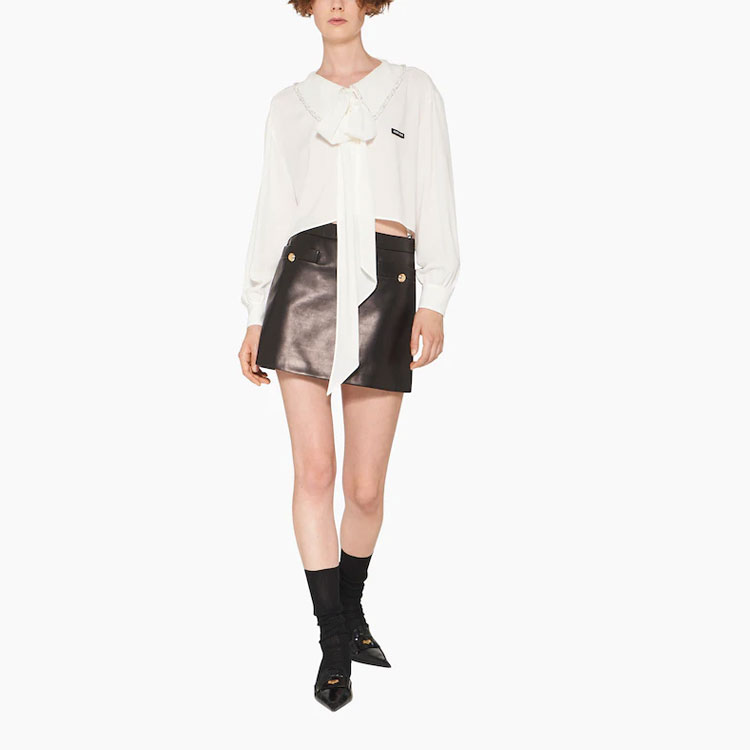 (Women) MIU MIU SS23  White Long Sleeve Sunscreen Shirt with Bow Detail. MK1692-1103-F0009-S-231 圖 3