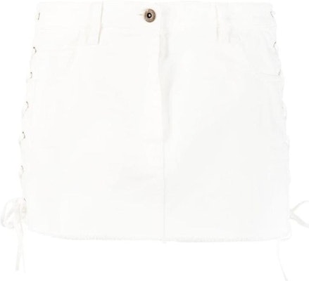 (W) MIU MIU SS23 白色低腰系带牛仔迷你裙。 GWD284-4YE-F0009 Order (W) MIU MIU SS23 白色低腰系带牛仔迷你裙。 GWD284-4YE-F0009
