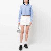 Lookbook (W) MIU MIU 2023春夏 白色低腰繫帶牛仔迷你裙。 GWD284-4YE-F0009