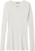 (Women) MIU MIU SS23 White Ribbed Knit Long Sleeve Casual Dress MJA842-128U-F0009 (Women) MIU MIU SS23 White Ribbed Knit Long Sleeve Casual Dress MJA842-128U-F0009