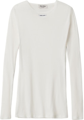 (W) MIU MIU SS23 ホワイト リブ編み ロングスリーブ カジュアルドレス MJA842-128U-F0009 Buy (W) MIU MIU SS23 ホワイト リブ編み ロングスリーブ カジュアルドレス MJA842-128U-F0009