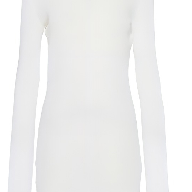 Sizing (W) MIU MIU SS23 ホワイト リブ編み ロングスリーブ カジュアルドレス MJA842-128U-F0009