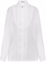 (Women) MIU MIU SS23 White Sheer Ruffled Sunscreen Shirt MK170-9401-F0009 (Women) MIU MIU SS23 White Sheer Ruffled Sunscreen Shirt MK170-9401-F0009