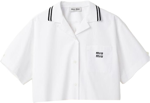 (W) MIU MIU SS23 Baju Putih Lengan Pendek dengan Logo Colorblock Sulaman. MK1761-10RG-F0009-S-232 Buy (W) MIU MIU SS23 Baju Putih Lengan Pendek dengan Logo Colorblock Sulaman. MK1761-10RG-F0009-S-232