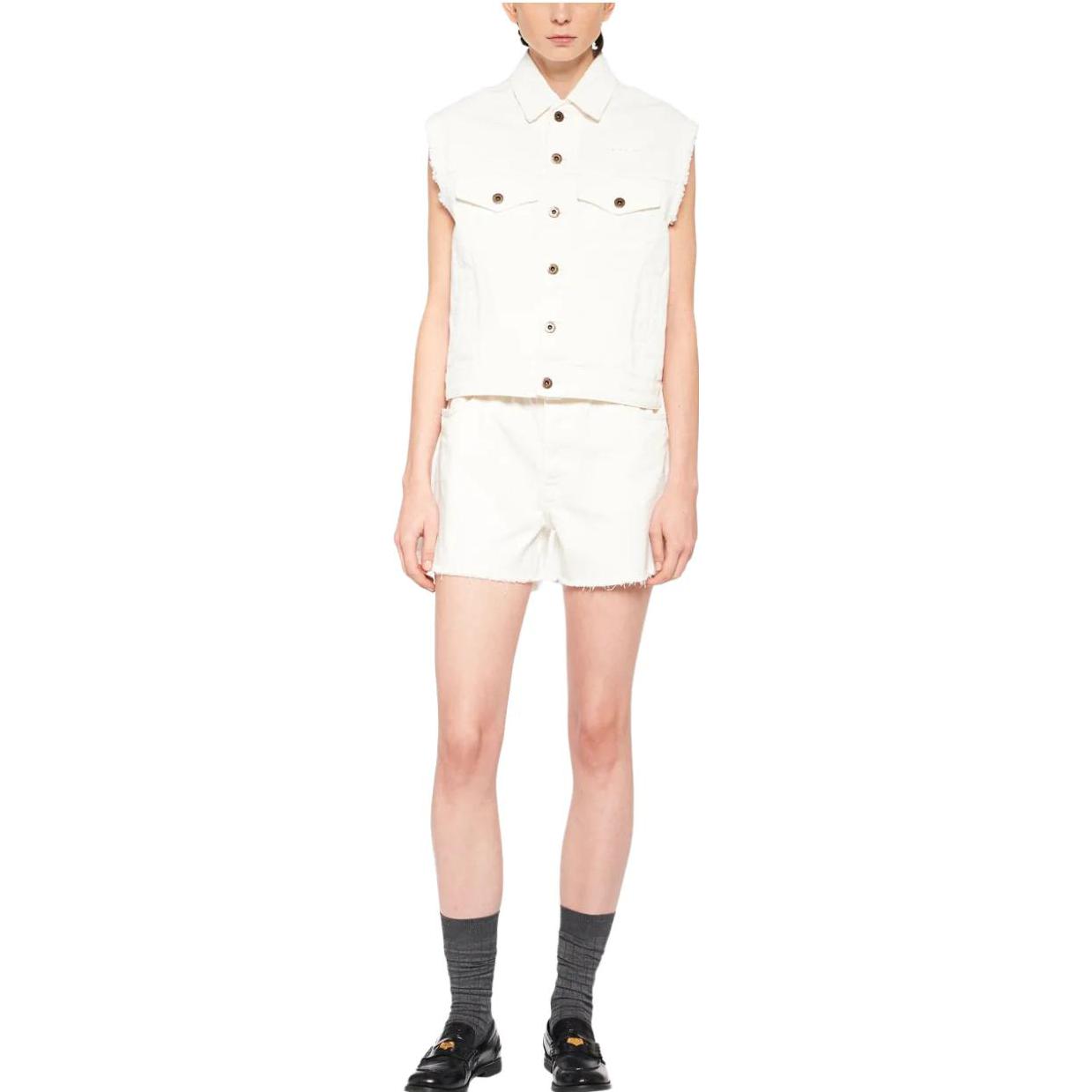 (Women) MIU MIU SS23  White Sleeveless Jacket with Logo Embroidery. GWB164-4YE-F0009 圖 3