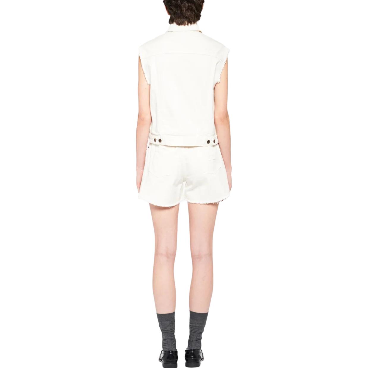 (Women) MIU MIU SS23  White Sleeveless Jacket with Logo Embroidery. GWB164-4YE-F0009 圖 4