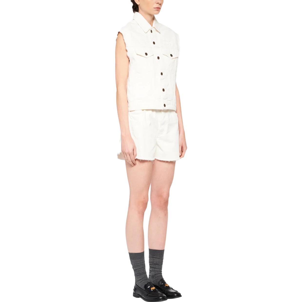 (Women) MIU MIU SS23  White Sleeveless Jacket with Logo Embroidery. GWB164-4YE-F0009 圖 5