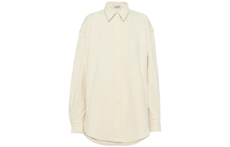 Order (W) MIU MIU SS23 ホワイト 無地 刺繍入りシャツ MJL865-102J-F0304