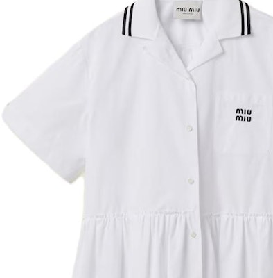 (W) Vestido Casual Blanco a Rayas con Logo Estampado MIU MIU SS23 Manga Corta. MF4981-10RG-F0009-S-232 Sizing (W) Vestido Casual Blanco a Rayas con Logo Estampado MIU MIU SS23 Manga Corta. MF4981-10RG-F0009-S-232