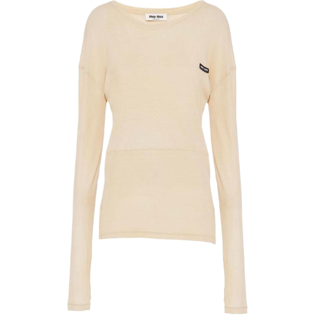 (Women) MIU MIU SS23  Yellow Logo Short Long-Sleeve Dress. MJA844--121U-F0F24-S-231